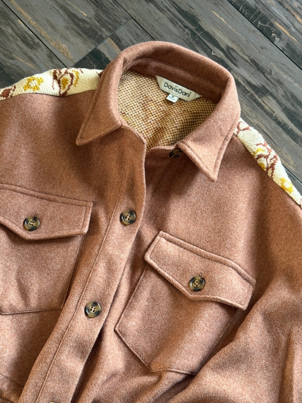 NEW Davi & Dani Jacket Button Front Drawstring Waist Front Chest Pockets Boho - Picture 5 of 16